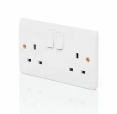 MK LOGIC PLUS 2G  RAPID FIX SCREWLESS TERMINAL 13A SWITCHED DOUBLE SOCKET