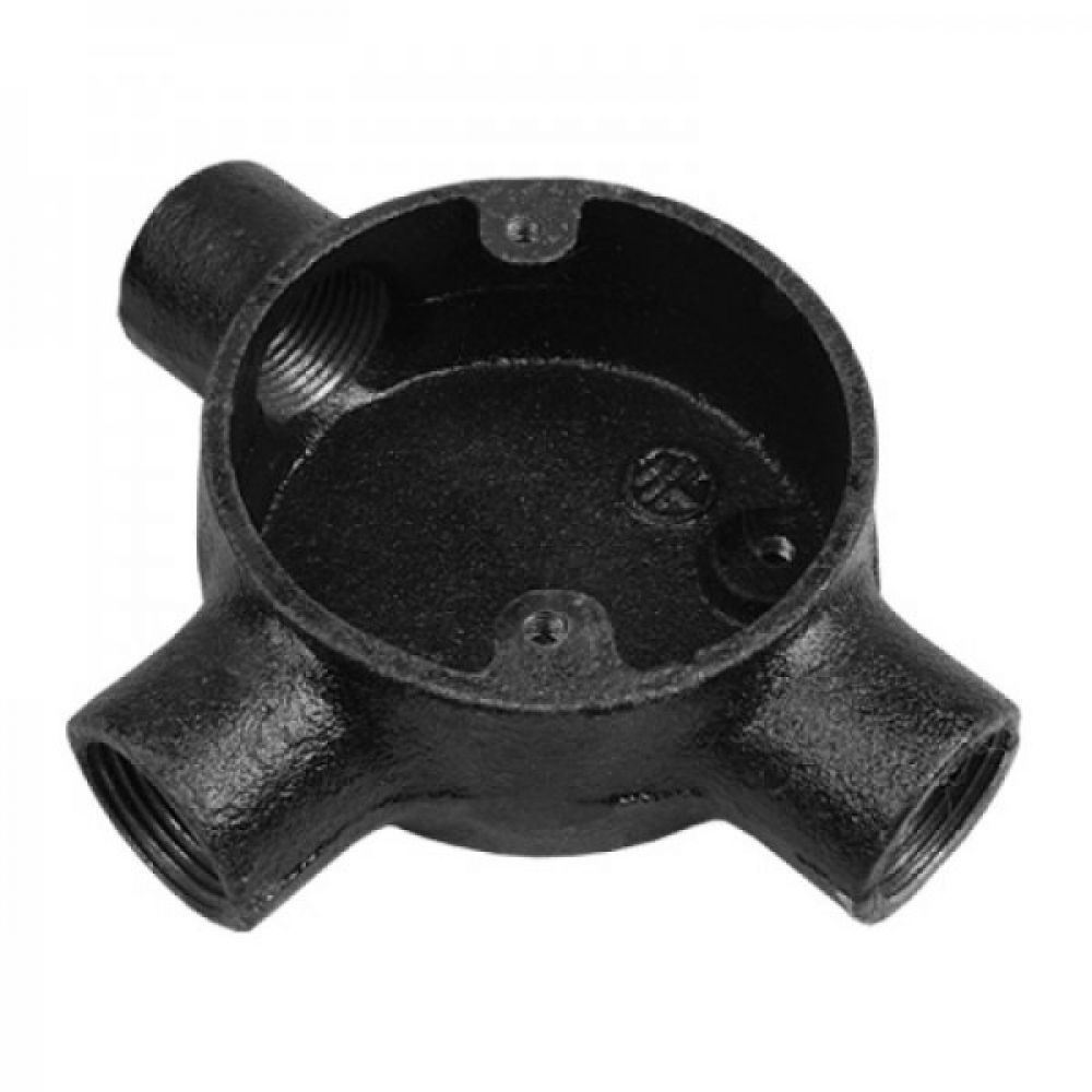 Greenbrook 25mm Black Enamel Circular Tee Conduit Box (3 Way)