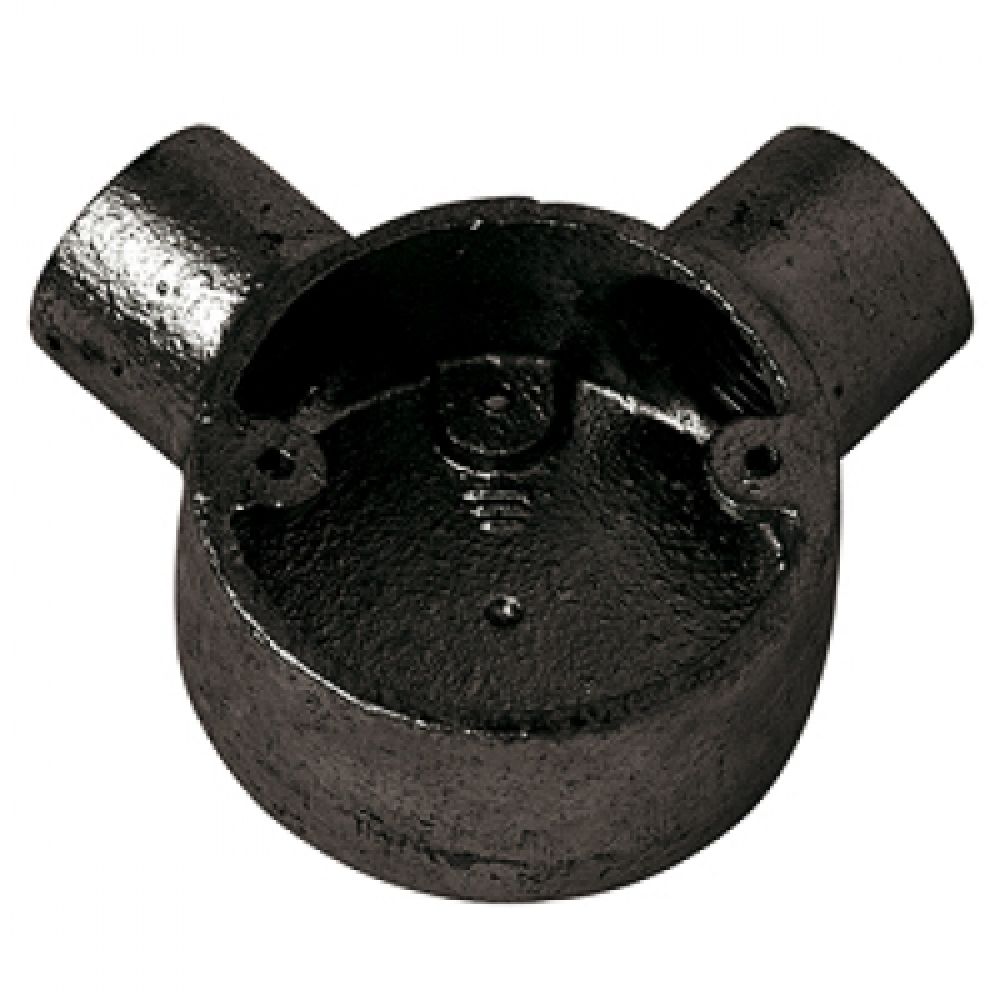 Greenbrook 25mm Black Enamel Circular Angle Conduit Box (2 Way)